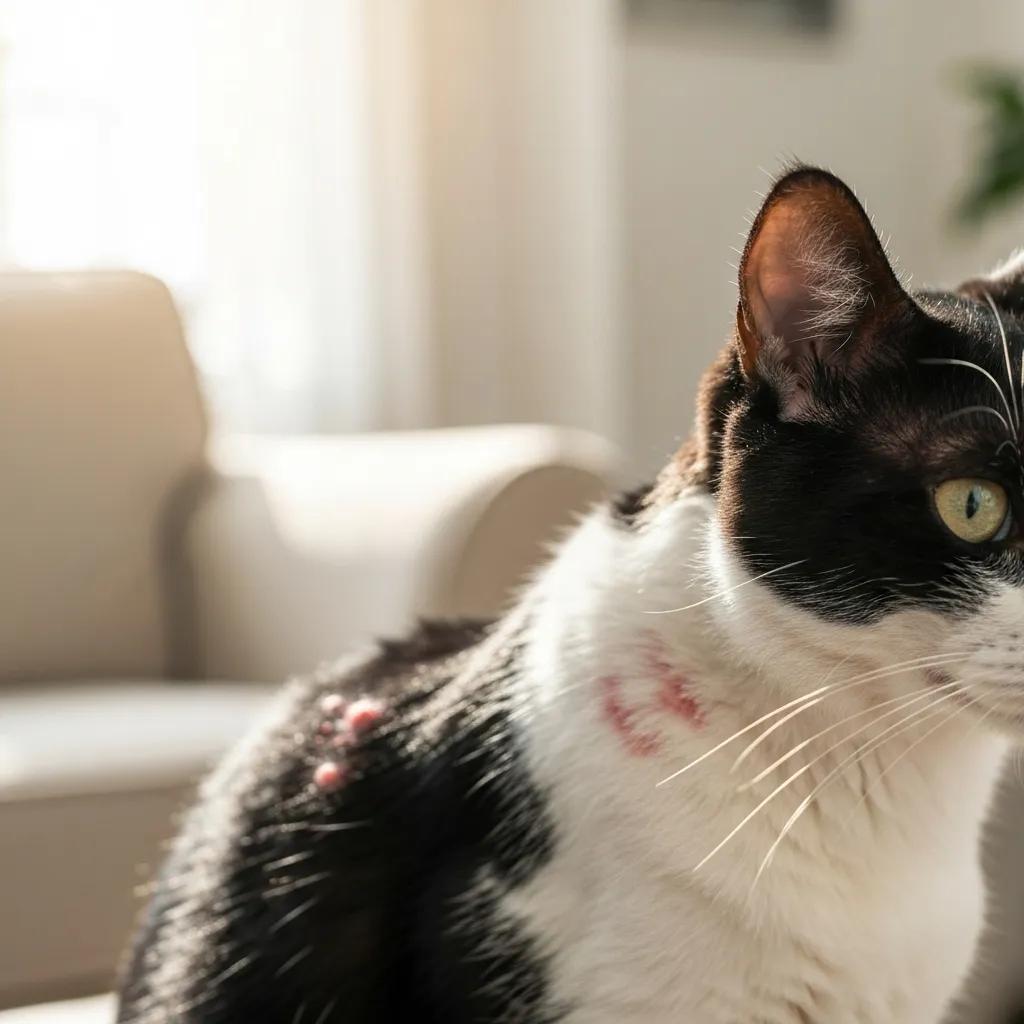 A cat displaying signs of skin irritation, underscoring the importance of recognizing early allergy symptoms