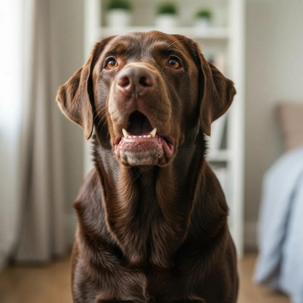 A dog exhibiting labored breathing, highlighting the critical need for immediate veterinary attention