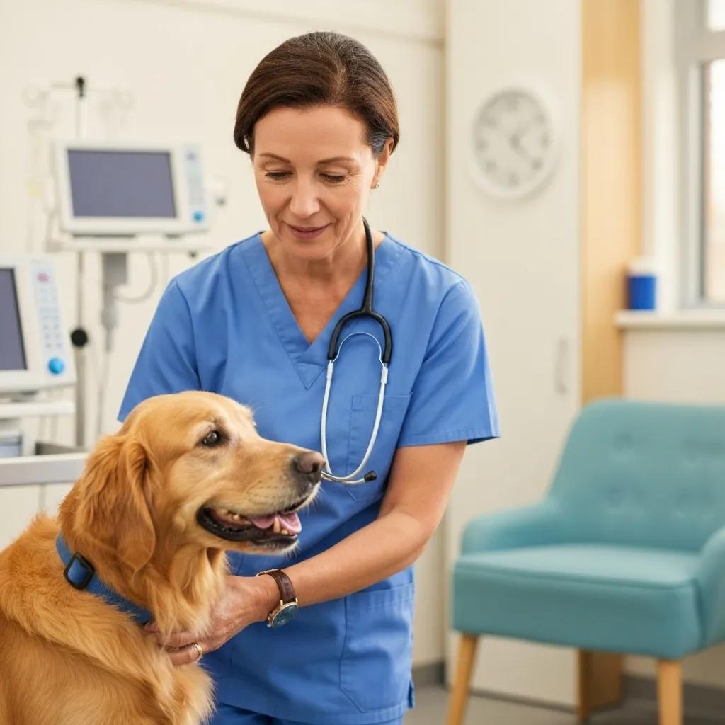 Veterinarian examining a dog in an emergency clinic, showcasing urgent pet care in Long Beach