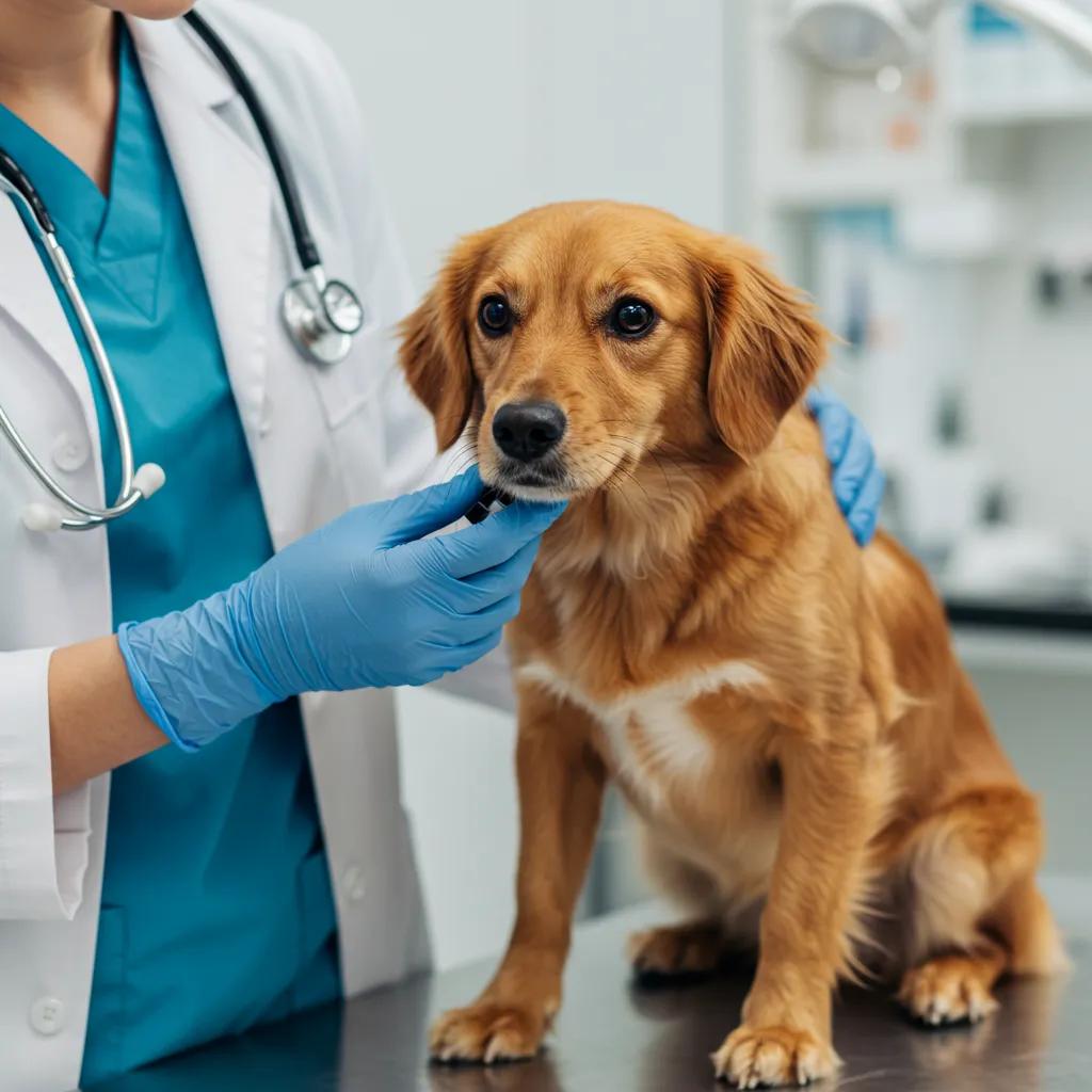 Veterinarian gently examining a dog during a routine wellness check-up, emphasizing the value of regular pet health services