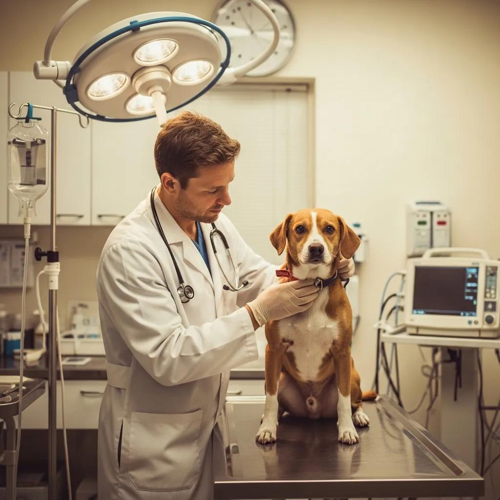 Veterinarian examining a dog in an emergency vet clinic at Pine Animal Hospital, highlighting urgent pet care and veterinary services.