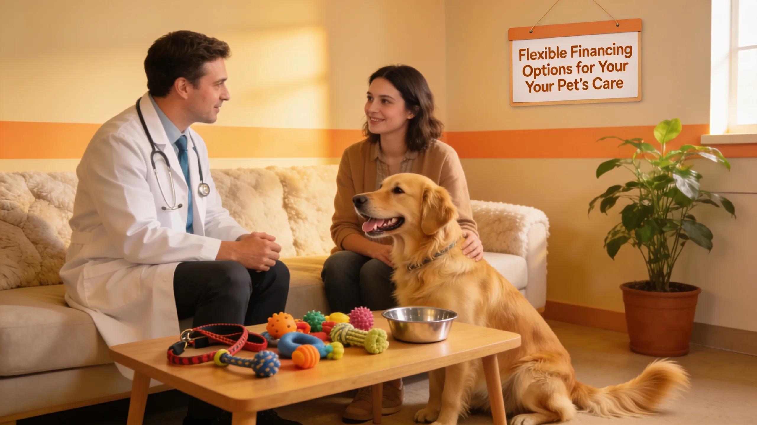 Veterinarian discussing affordable pet cardiac care with owner and dog in Long Beach. 95% of